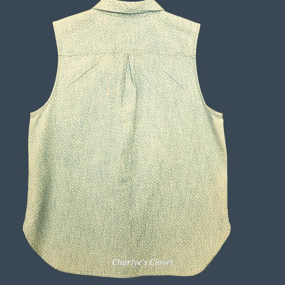 Levi's Vintage Womens 90s Sleeveless Polka Dot Cotton Button-Down Shirt M - Picture 7 of 12